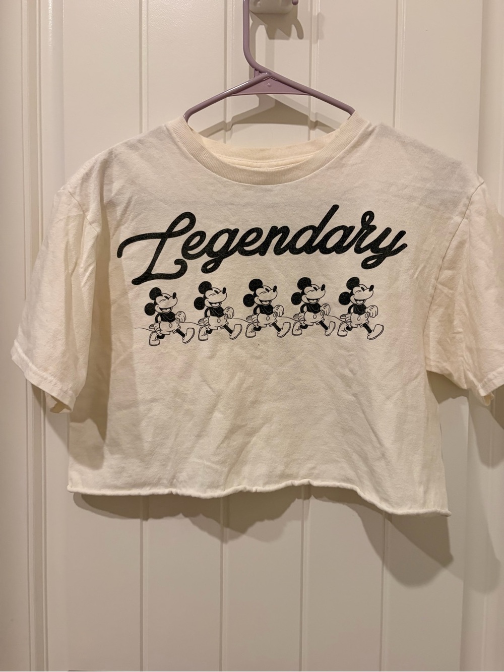 Rare Vintage Disney Cream Tee with Black "Legendary" Script and Mickey Row 🐭